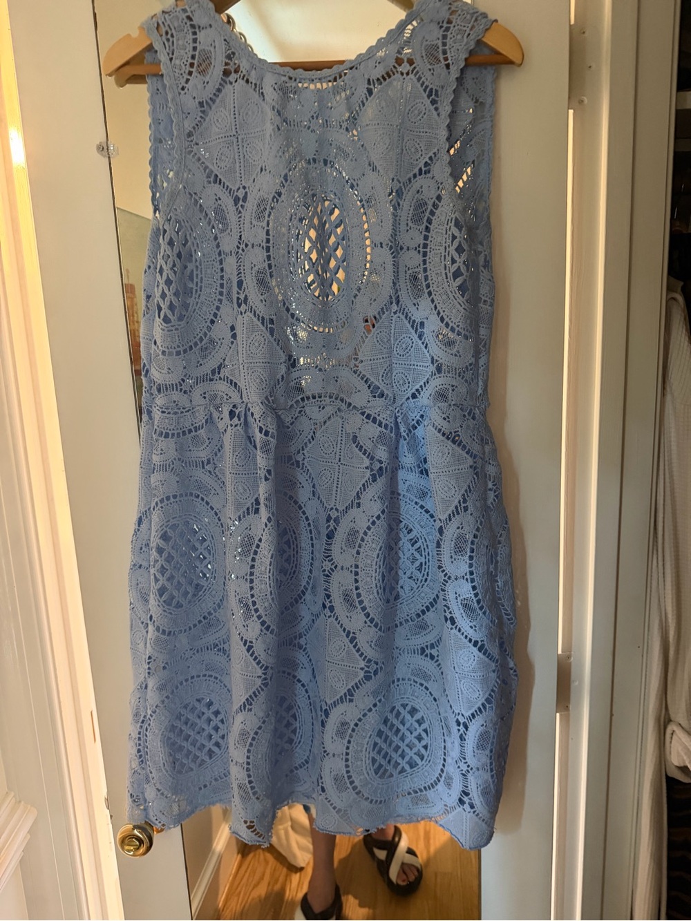 Kimchi Blue Powder Blue Crochet Mini Dress